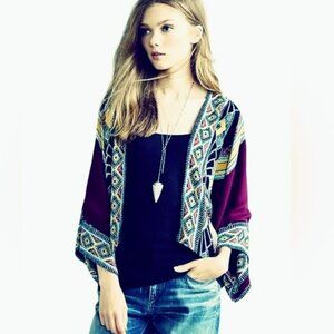 Anthropologie Boho Aztec Print Oversized Kimono Cardigan Size Small